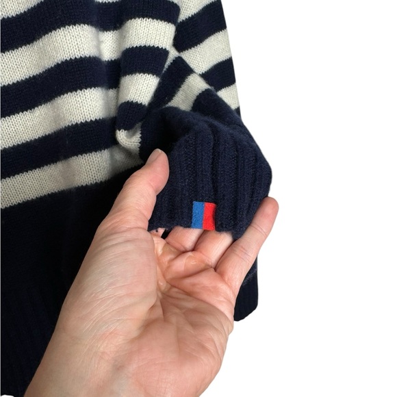 Kule | The Lucca Cashmere Wool Mock Neck Striped Sweater Cream/Navy M - Picture 7 of 9